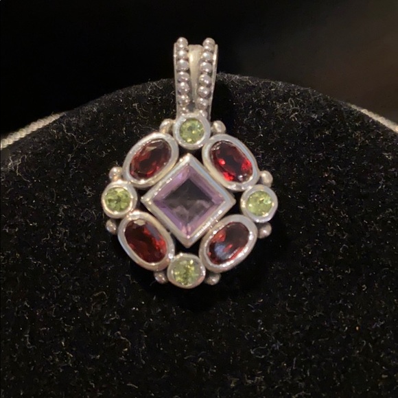 Sterling Silver/Amethyst/Garnet/Peridot Pendant - Picture 2 of 10